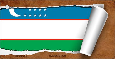 Uzbekistan Flag Scroll Novelty Aluminum Key Chain KC-9312