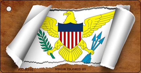 Virgin Islands US Flag Scroll Novelty Aluminum Key Chain KC-9316