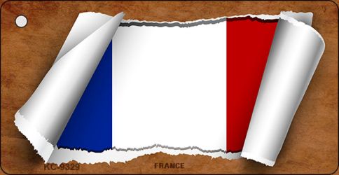 France Flag Scroll Novelty Aluminum Key Chain KC-9329