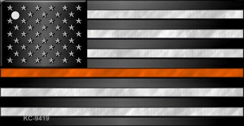 American Flag Thin Orange Line Novelty Metal Key Chain KC-9419