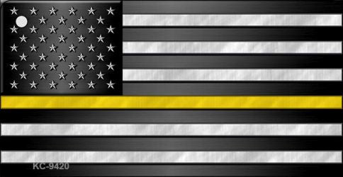 American Flag Thin Yellow Line Novelty Metal Key Chain KC-9420