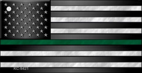 American Flag Thin Green Line Novelty Metal Key Chain KC-9421