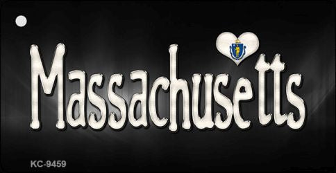 Massachusetts Flag Script Novelty Aluminum Key Chain KC-9459