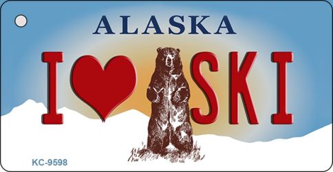 I Love Ski Alaska State Novelty Aluminum Key Chain KC-9598