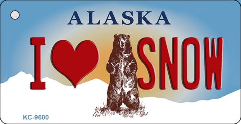 I Love Snow Alaska State Novelty Aluminum Key Chain KC-9600