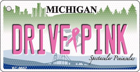 Drive Pink Michigan Novelty Aluminum Key Chain KC-9657