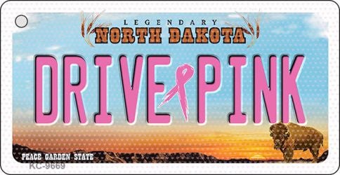Drive Pink North Dakota Novelty Aluminum Key Chain KC-9669