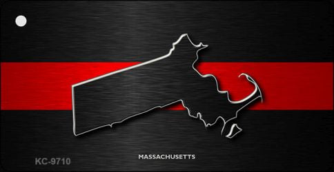Massachusetts Thin Red Line Novelty Metal Key Chain KC-9710