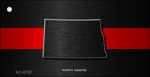 North Dakota Thin Red Line Novelty Metal Key Chain KC-9723
