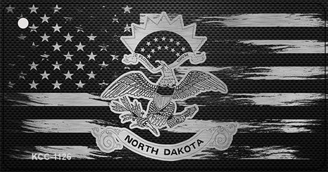North Dakota Carbon Fiber Effect Novelty Metal Key Chain KCC-1126