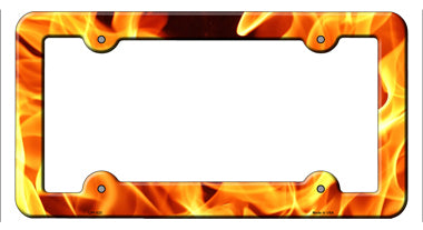 Flames Novelty Metal License Plate Frame LPF-023