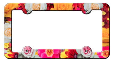 Flowers Novelty Metal License Plate Frame LPF-024