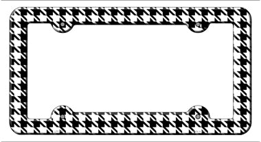 White Black Houndstooth Novelty Metal License Plate Frame LPF-026