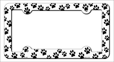 Dog Paws Novelty Metal License Plate Frame LPF-029