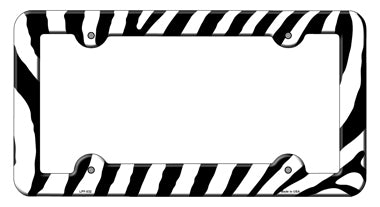 White Black Zebra Novelty Metal License Plate Frame LPF-032