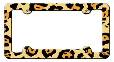 Dark Cheetah Print Novelty Metal License Plate Frame LPF-040