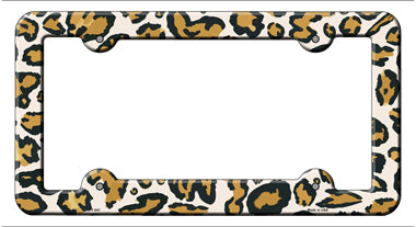 Light Cheetah Print Novelty Metal License Plate Frame LPF-041