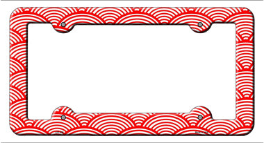 Red Circular Pattern Novelty Metal License Plate Frame LPF-050