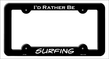 Surfing Novelty Metal License Plate Frame LPF-098