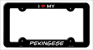 Pekingese Novelty Metal License Plate Frame LPF-215