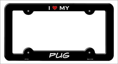 Pug Novelty Metal License Plate Frame LPF-218