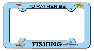 Fishing Blue Novelty Metal License Plate Frame LPF-259