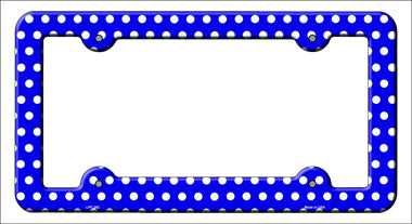 Blue White Polka Dots Novelty Metal License Plate Frame LPF-262