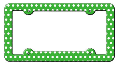 Green White Polka Dots Novelty Metal License Plate Frame LPF-263