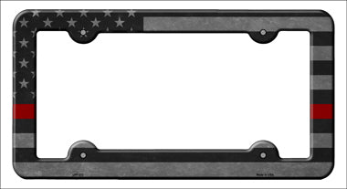 Black Red American Flag Novelty Metal License Plate Frame LPF-272