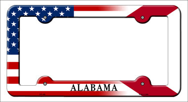 Alabama|American Flag Novelty Metal License Plate Frame LPF-440