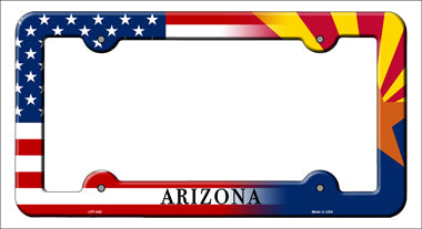 Arizona|American Flag Novelty Metal License Plate Frame LPF-442