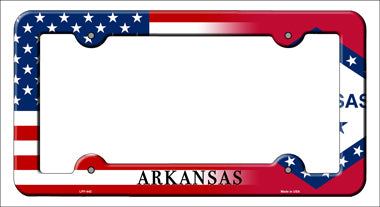 Arkansas|American Flag Novelty Metal License Plate Frame LPF-443