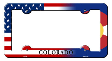 Colorado|American Flag Novelty Metal License Plate Frame LPF-445