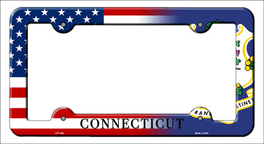 Connecticut|American Flag Novelty Metal License Plate Frame LPF-446