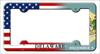 Delaware|American Flag Novelty Metal License Plate Frame LPF-447