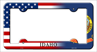 Idaho|American Flag Novelty Metal License Plate Frame LPF-451