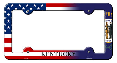 Kentucky|American Flag Novelty Metal License Plate Frame LPF-456