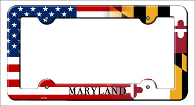 Maryland|American Flag Novelty Metal License Plate Frame LPF-459
