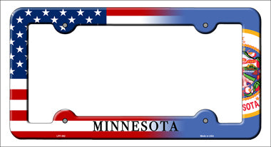 Minnesota|American Flag Novelty Metal License Plate Frame LPF-462