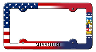 Missouri|American Flag Novelty Metal License Plate Frame LPF-464