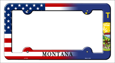 Montana|American Flag Novelty Metal License Plate Frame LPF-465