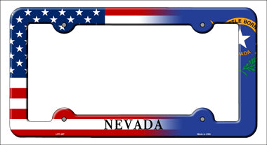 Nevada|American Flag Novelty Metal License Plate Frame LPF-467