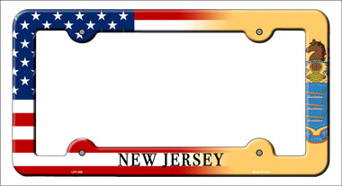 New Jersey|American Flag Novelty Metal License Plate Frame LPF-469