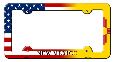 New Mexico|American Flag Novelty Metal License Plate Frame LPF-470