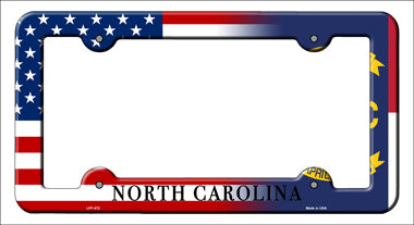 North Carolina|American Flag Novelty Metal License Plate Frame LPF-472
