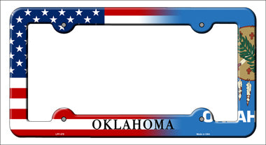 Oklahoma|American Flag Novelty Metal License Plate Frame LPF-475