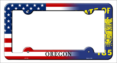 Oregon|American Flag Novelty Metal License Plate Frame LPF-476