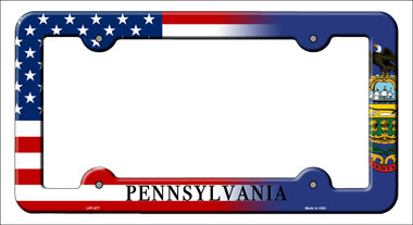 Pennsylvania|American Flag Novelty Metal License Plate Frame LPF-477