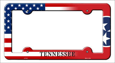 Tennessee|American Flag Novelty Metal License Plate Frame LPF-481