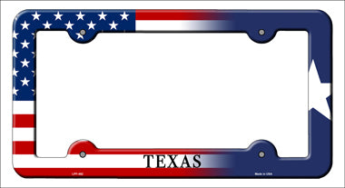 Texas|American Flag Novelty Metal License Plate Frame LPF-482